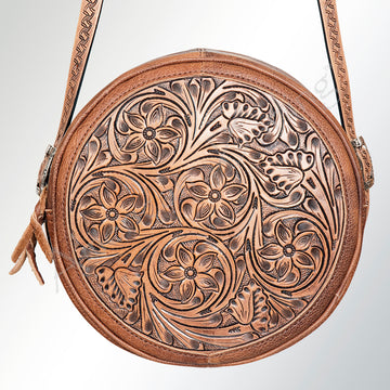 American Darling Canteen Hand Tooled Genuine Leather Western Women Bag Handbag Purse | Crossbody for Cute